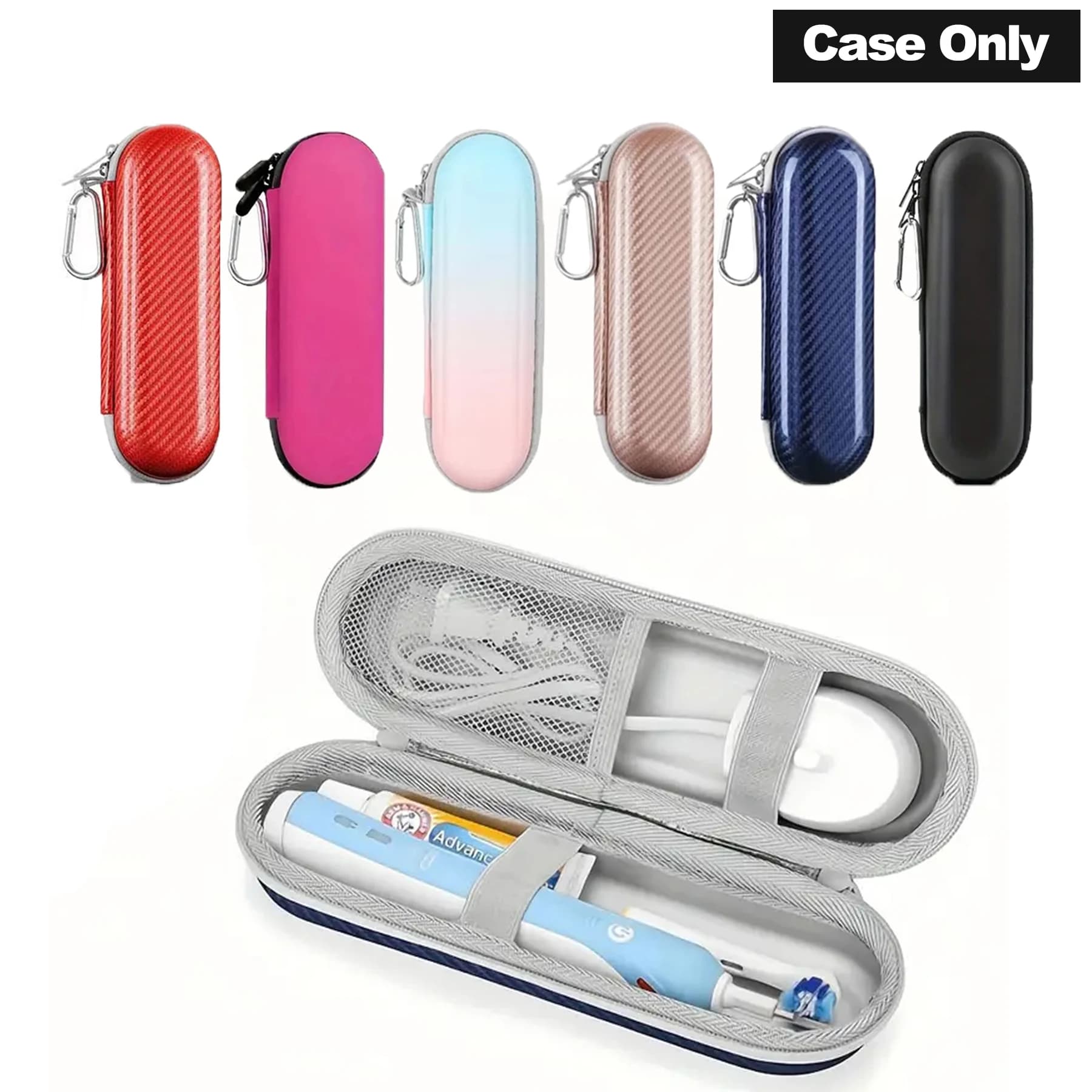 1 pc electric toothbrush travel case for Oral-B Pro/iO, Philips Sonicare, Oral B toothbrush case for heads and accessories