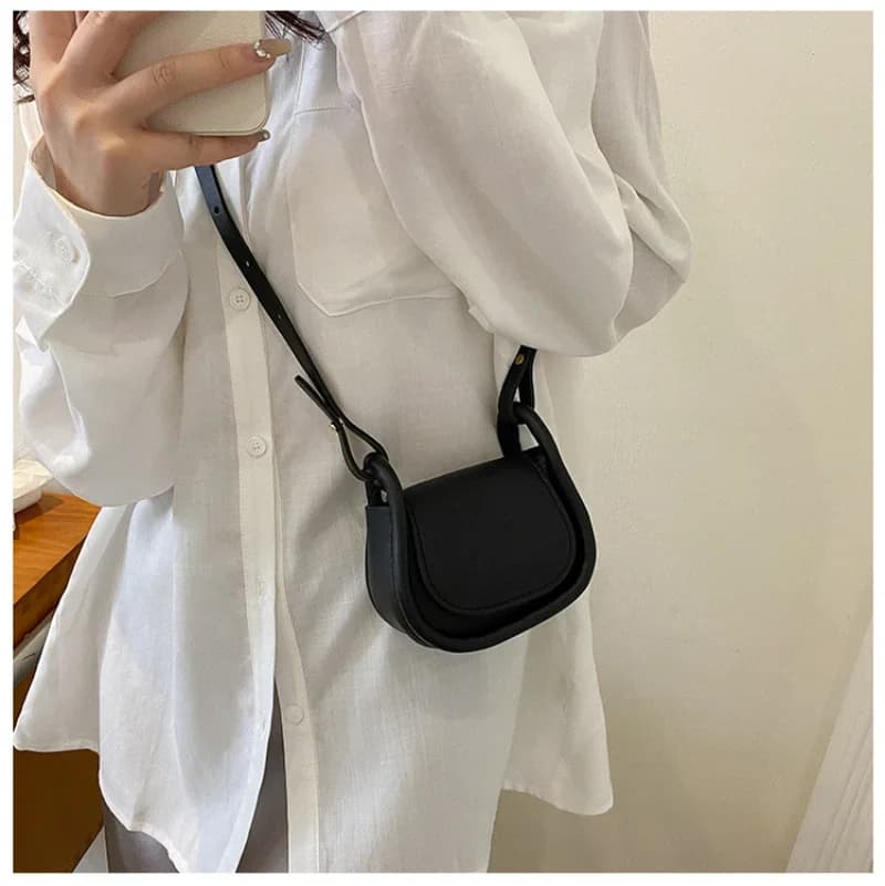 Mini PU Leather Shoulder Bag Fashion Color Candy Shoulder Bags for Women Small Saddle Bag Lipstick Holder