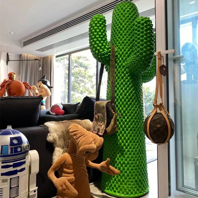 Cactus artificiale da terra a soffitto, scultura a pendolo, appendiabiti decorativo, ornamento per soggiorno