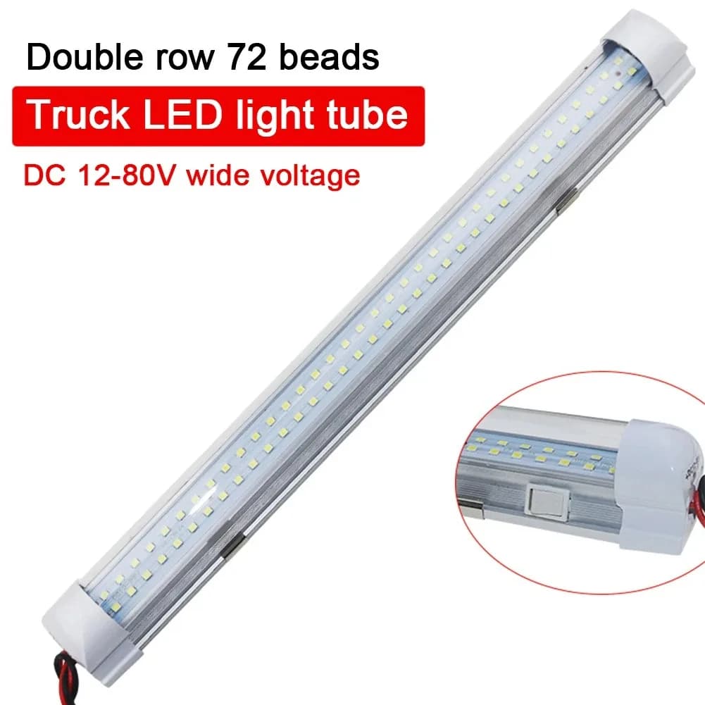 Ultra Bright 72LED Car Interior Strip Bar Lamp for Van Bus Caravan with On/Off Switch LED Trunk Luggage Compartment Lighting