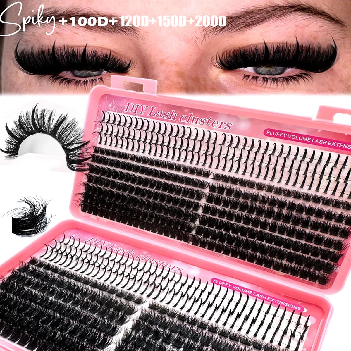 UMIRYAO Lash Cluster Lash Book 50D-200D, Ciglia a Ciuffetti Effetto Fiore, Ciglia a Ciuffetti Effetto Manga, Ciglia a Ciuffetti Estese con Effetto Spillo