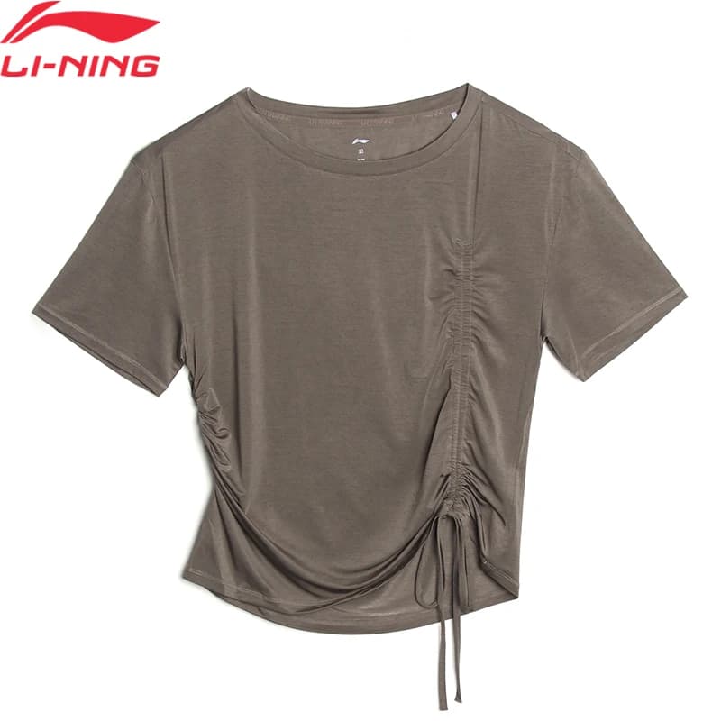 T-shirt da allenamento fitness da donna Li-Ning 93% poliestere 7% elastan Comoda maglietta sportiva LiNing ATSV900