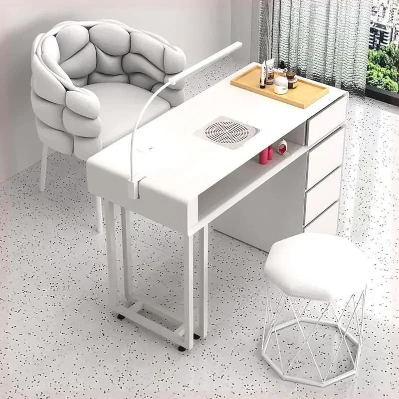 Organizer da scrivania per unghie grande e ordinato, scrivania per unghie bianca per reception, aspirapolvere Mesa Para Manicura Lazy Scrivania Per Unghie, mobili unici