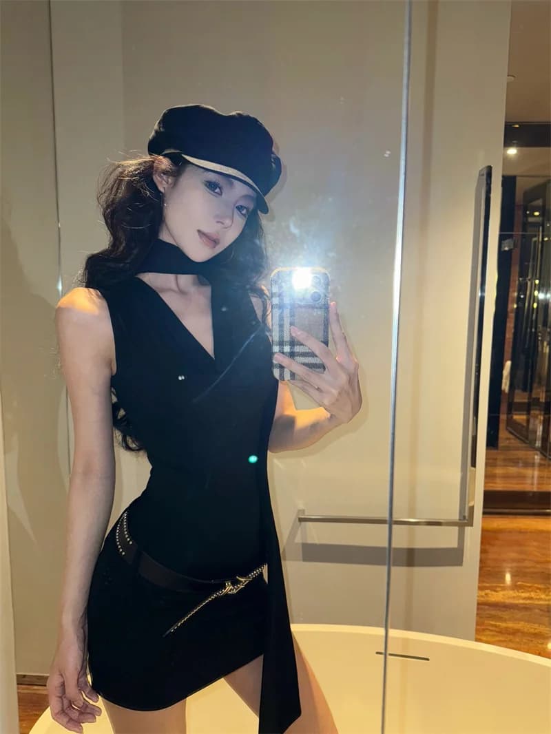 American Style Sexy Black off Shoulder Vest Dress Women Summer Slimming Short Skirt Wrap around Bodycon Dress Beautiful beyon...