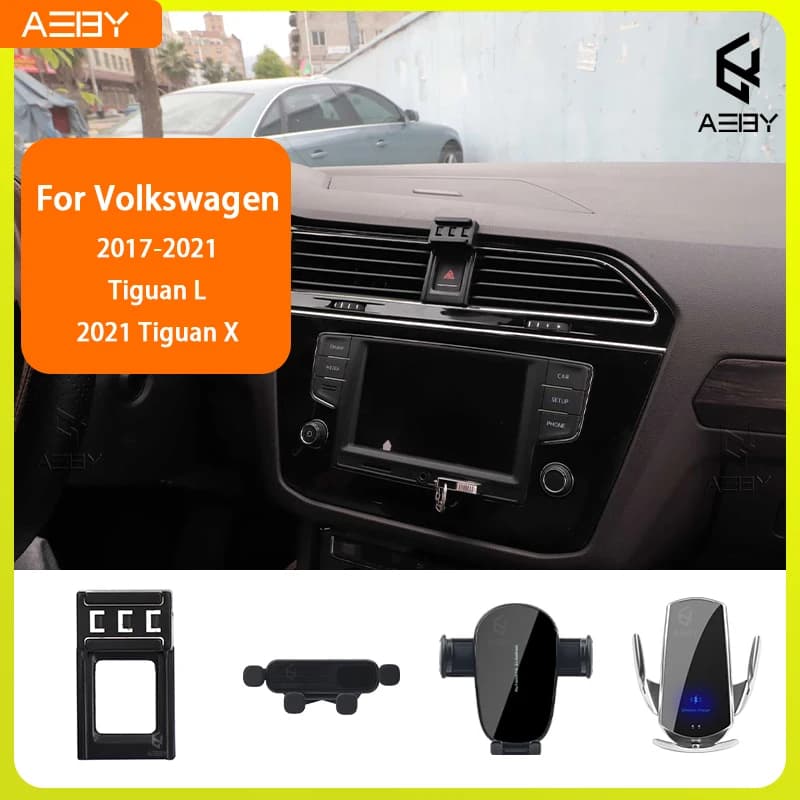 Supporto per Telefono con Ricarica Wireless per Volkswagen Tiguan L 2017-2021 e Tiguan X 2021, Base Fissa Speciale per Interni Auto