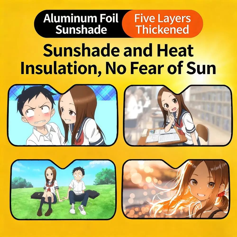 Parasole per Auto Divertente e Carino, Copertura Parasole Personalizzata Anti-UV per Parabrezza Anteriore A- Teasing Master Takagi-san