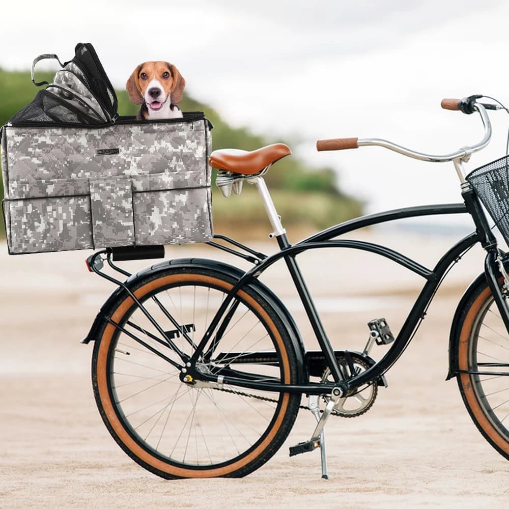 PETFULED Soft-Sided Ventilated Dog Bike Carrier Backpack - Bicycle Basket for Bike Handlebar Dog Pet Bicycle Basket
