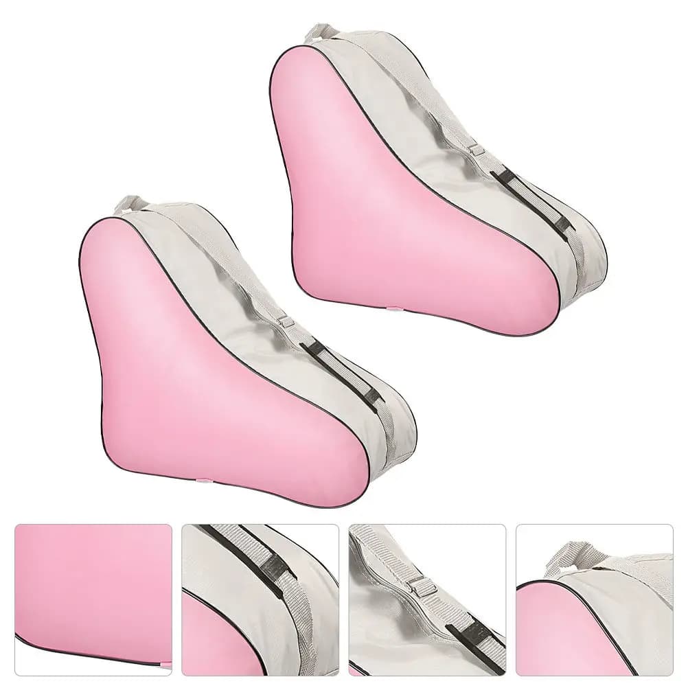 2 Pezzi Borsa Porta Pattini a Rotelle a Forma Triangolare Rosa Grande Portatile, Custodia per Pattini da Ghiaccio, Borse per Pattini a Rotelle, Sacche per Pattini da Ghiaccio