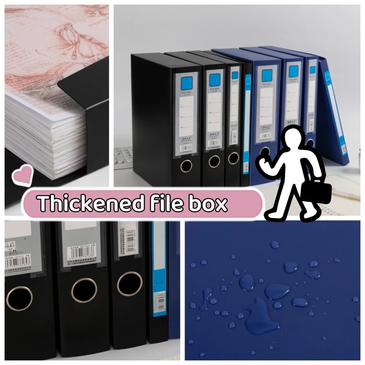 Confezione da 3 scatole di file di archiviazione pieghevoli Classificazione Archiviazione di documenti Informazioni Contratto Copia Forniture essenziali per ufficio