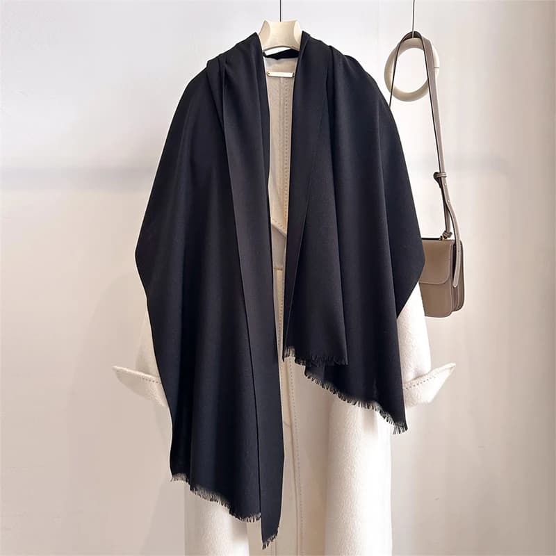 Sciarpa di cashmere invernale di lusso Donna Fazzoletto solido Caldo Pashmina Scialle femminile Nappa Wrap Morbido Pareo Bufanda Sciarpe Stola
