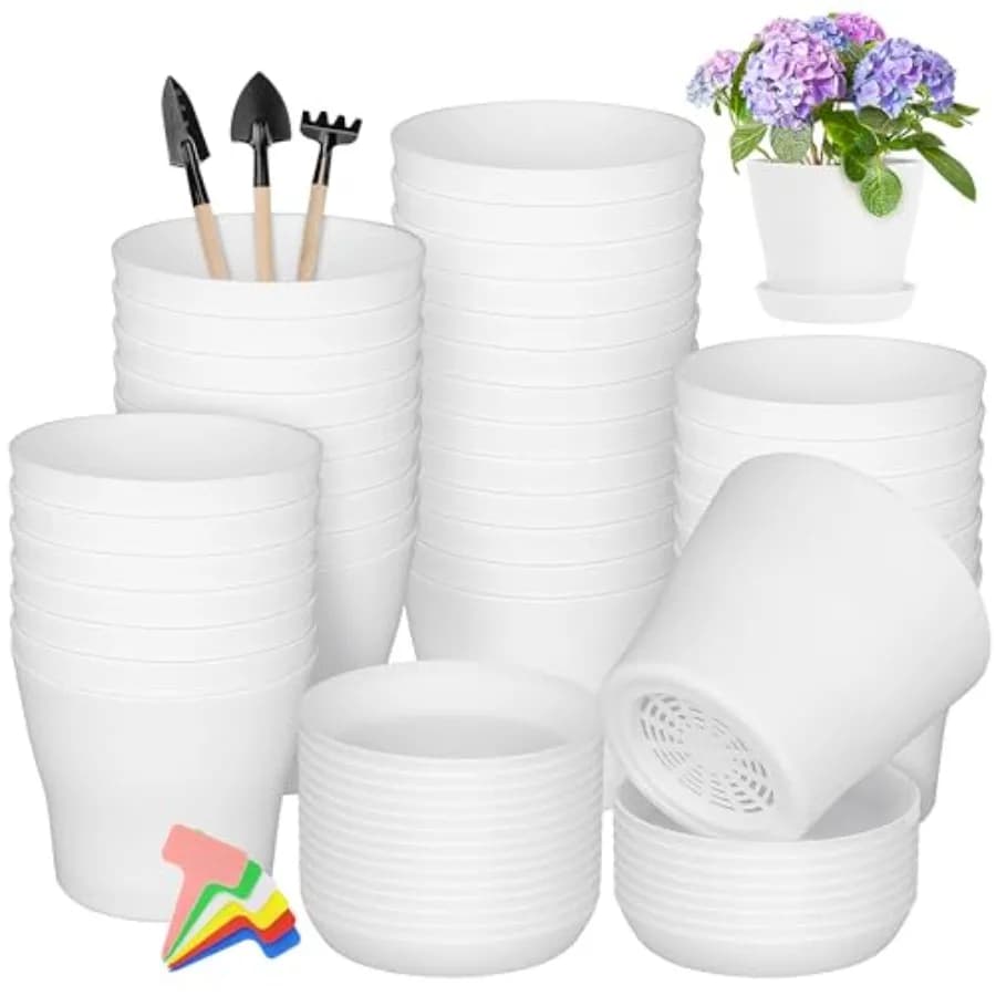 36 Pack Plastic Plant Pots with Saucers Flower Plant Container Seed Starting Pots Thickened Seedlings Nursery Pot for Home Gard