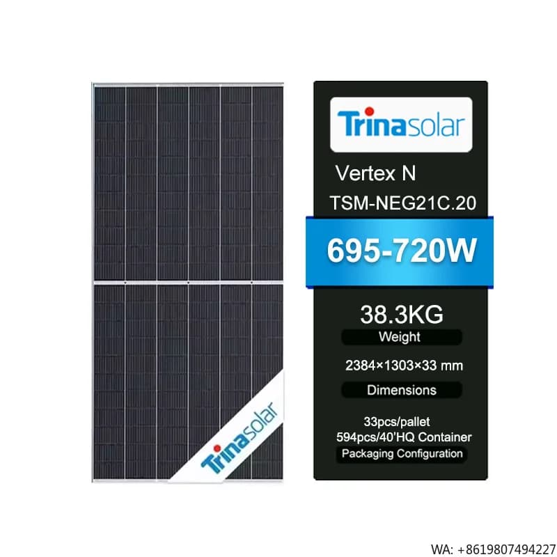 Low MOQ Trina Solar Panels Prices 700 Watt Photovoltaic 695W PV Module 700W Bifacial Solar Panels EU Warehouse