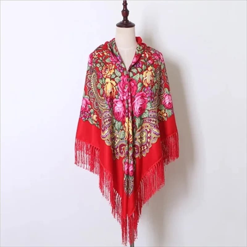 160*160cm sciarpa quadrata nazionale russa donna lusso stampa floreale scialle con frange ucraino Babushka Bandana Head Wraps