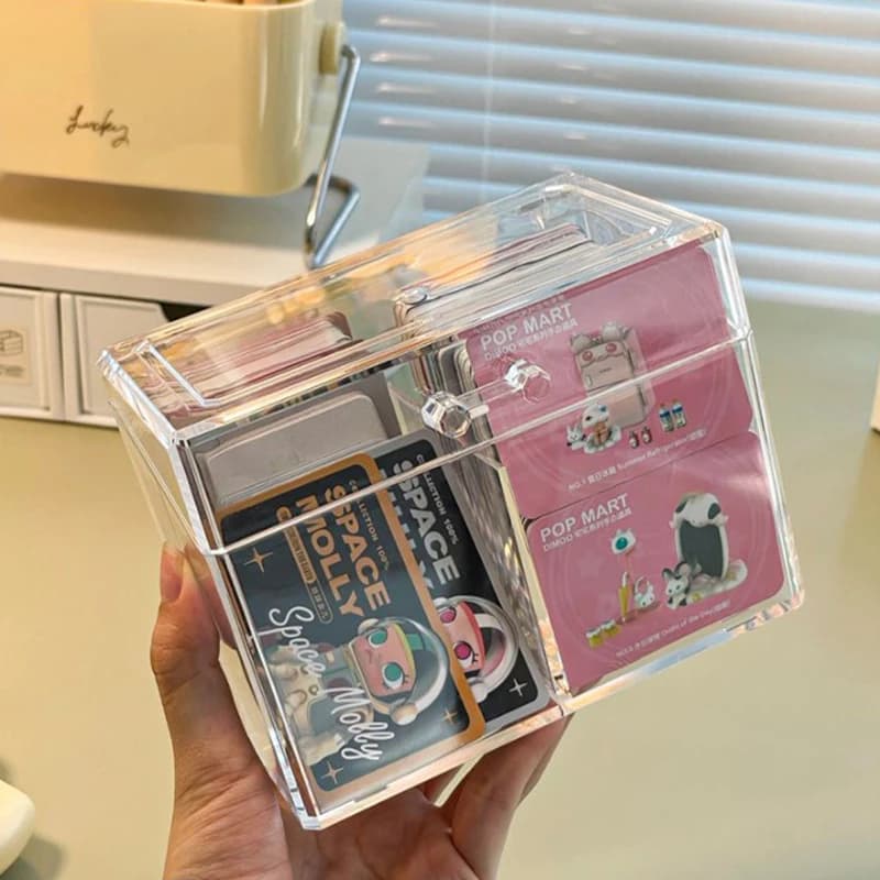 Transparent acrylic card holder box contains 400 postcards 12x10,5 cm card case with 2 cards/photos