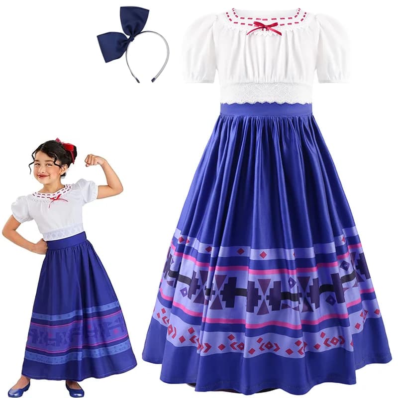 Costume cosplay per ragazze Luisa Elegante abito lungo da principessa in pizzo per bambini Encanto Halloween Dress Up Abiti fantasia per feste di compleanno