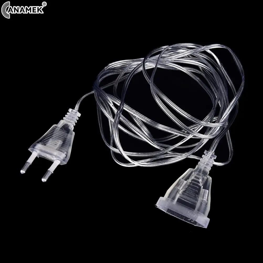 Prolunga per ghirlanda di potenza 3M cavo allungato prolunga spina europea cavo trasparente per luci natalizie decorazione di nozze 1pc