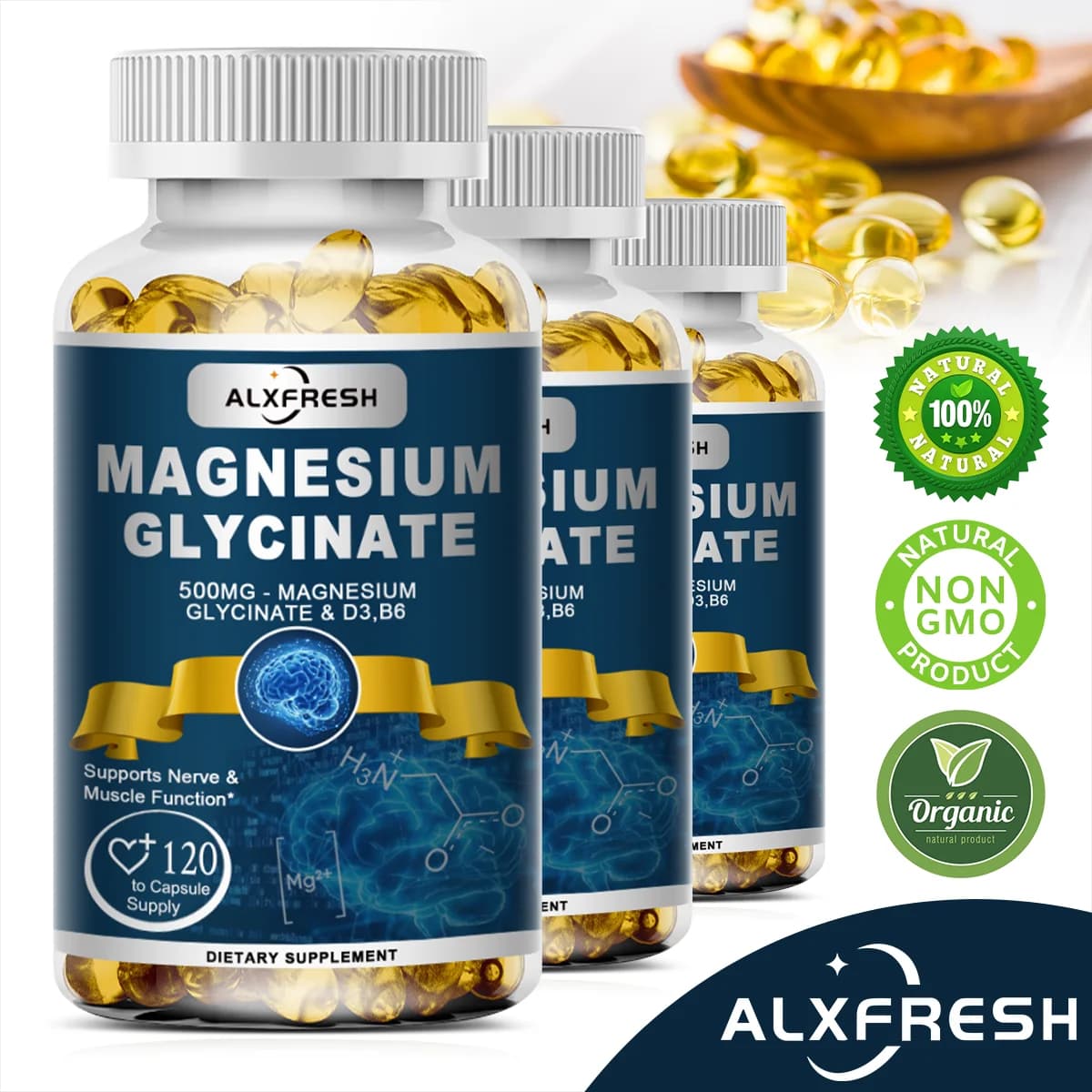 Zinc magnesium glycinate supplement, vitamin D3 B6, muscle and nervous support, immune system fatigue health