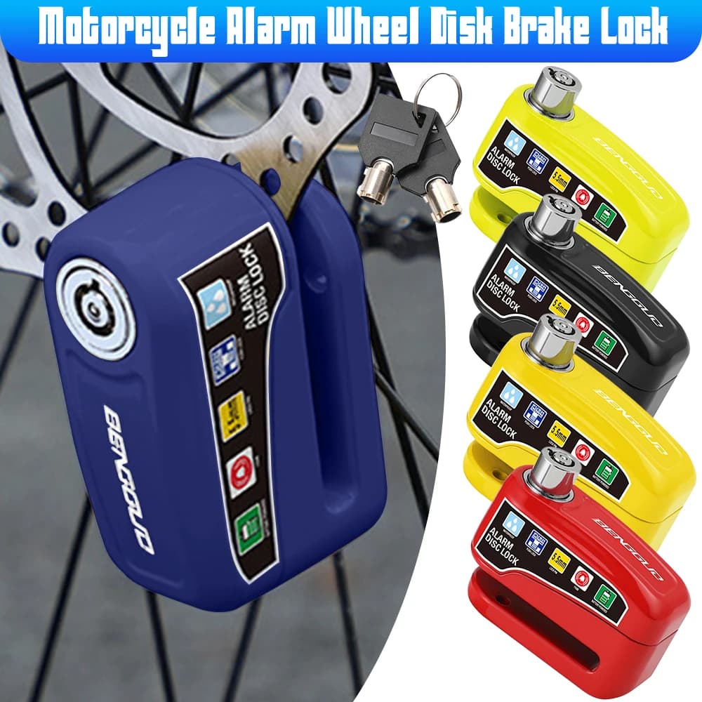 110dB Loud Anti-Theft Motorcycle Alarm Disc Brake Lock Waterproof Aluminum Padlock with Keys for Moto Scooter Bicycle Security