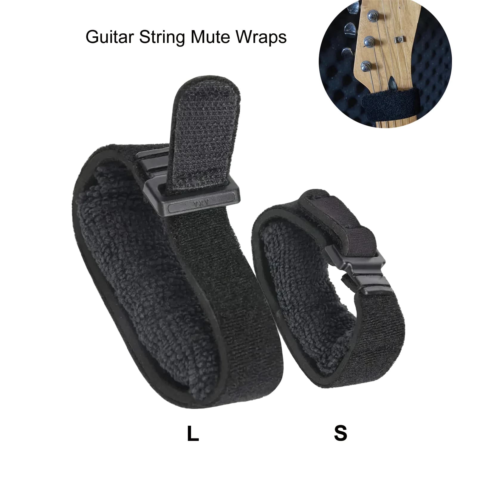 Black Guitar String Mute Wraps - Noise-Reducing Fret Silencers for Guitars, Basses & Ukuleles