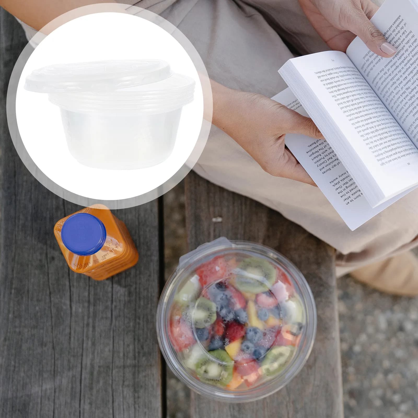 50 ciotole in plastica, contenitori monouso a tenuta stagna con coperchi, contenitori per alimenti per insalata, dessert, snack