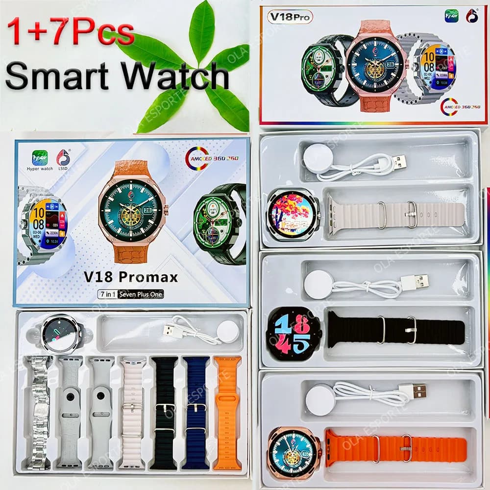 + 7 pezzi cinturini orologio intelligente schermo AMOLED quadrante 3D GPS chiamata Bluetooth IP68 Smartwatch impermeabile uomo donna per Android IOS 2025 nuovo