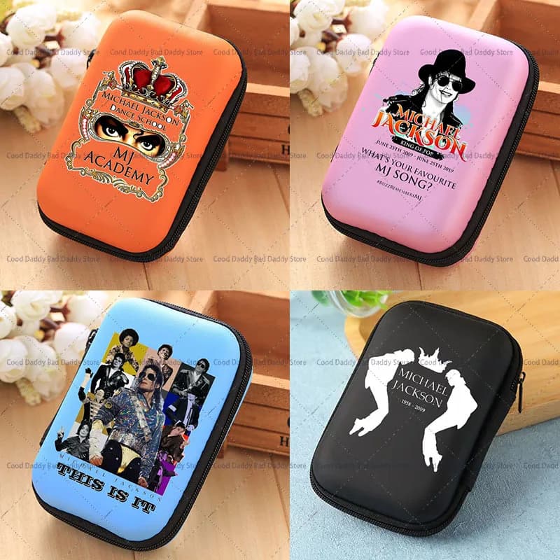 King of Pop Michael Jackson Print Travel Carrying Protector Bag Key Charger Headphone Protective Cover Storage Box MJ Carry Case
