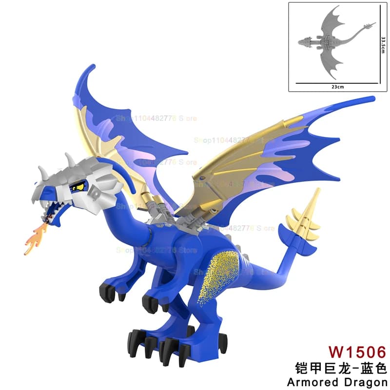 NUOVO Set di Costruzioni Medioevali Occidentali con Drago Grigio, Decorazione Creativa, Accessori per Action Figure, Giocattoli e Regali W1509