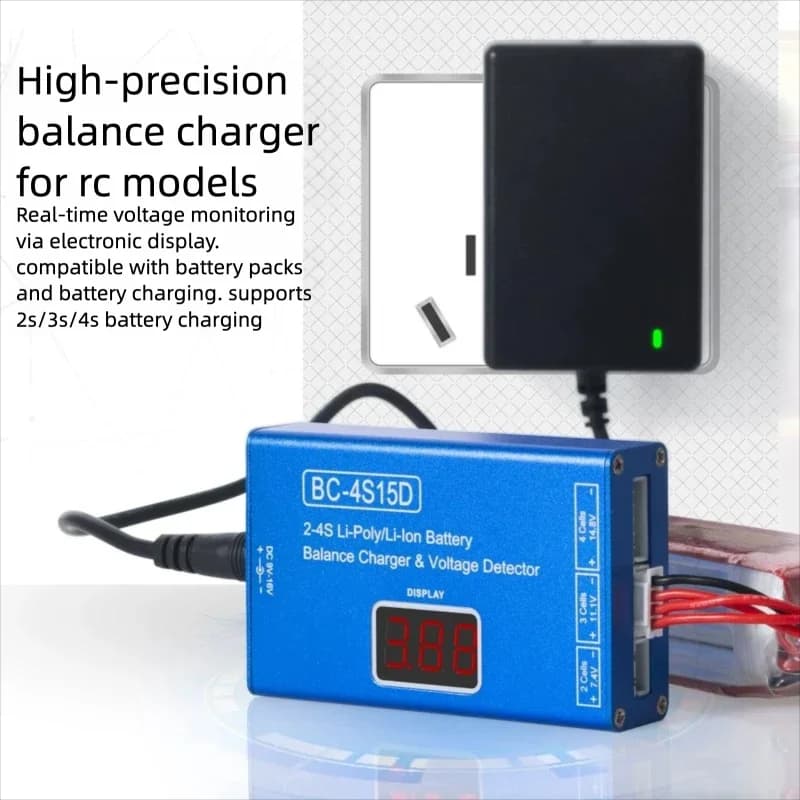 BC4S15D model aircraft lithium battery B4 balance charger FPV crossing machine toy car 2S3S4S power supply