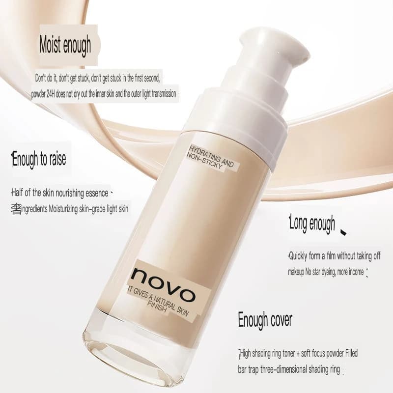 NOVO Correttore Liquido Fondotinta BB Cream a Lunga Durata Idratante e Controllo Olio per Pelli Grasse Effetto Naturale