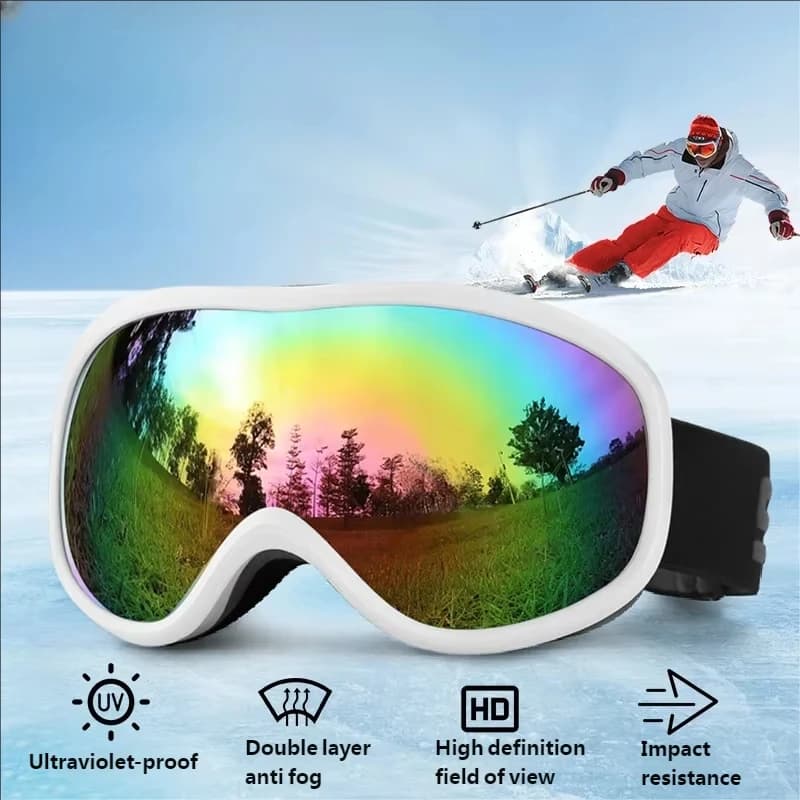 Plastic Unisex Youth Ski Goggles for Skiing & Snowmobiling Dual Lens Anti-Fog UV Protection OTG Made in Mainland China