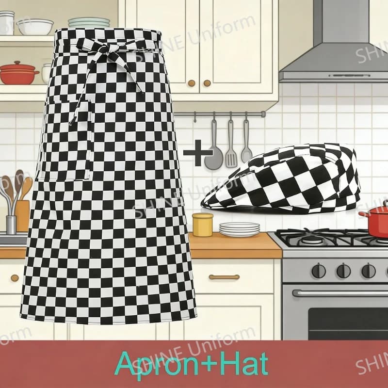 Restaurant Kitchen Cook Work Apron Cooking chef Apron set Catering Cap Hotel Chef Pinafore Man Bakery Cafe Woman Waiter work Hat