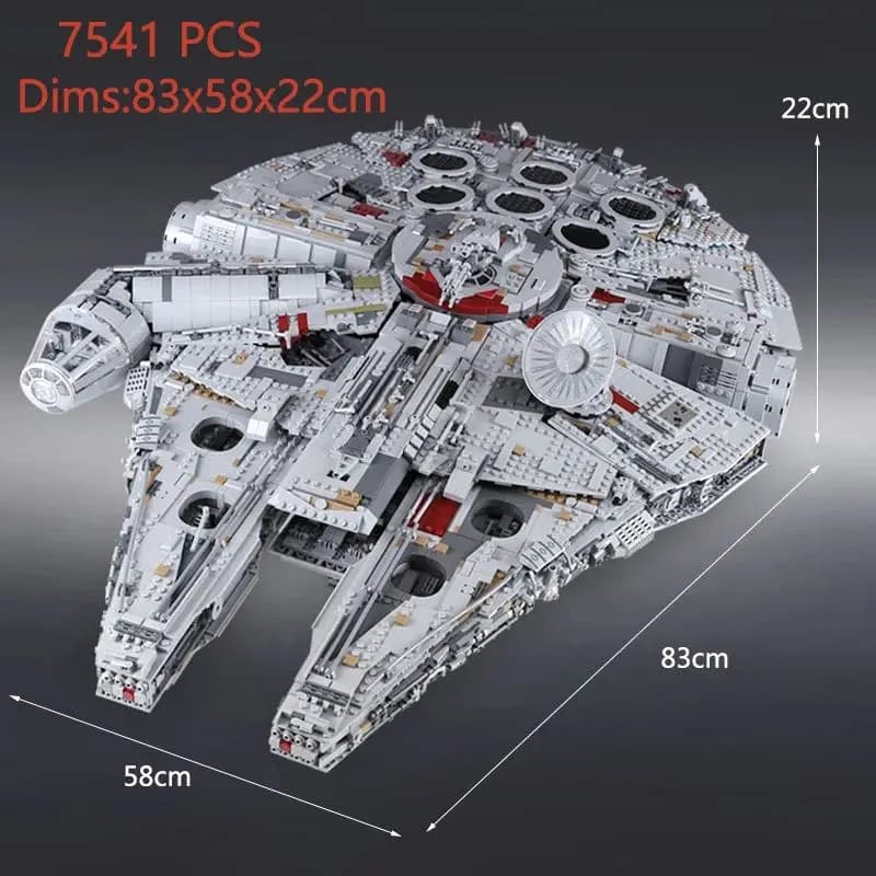 2026 Large Millennium Ship Falcon Building Blocks Bricks 7541 Pcs Compatible with 75192 Toys Adults Birthday Christmas Gifts