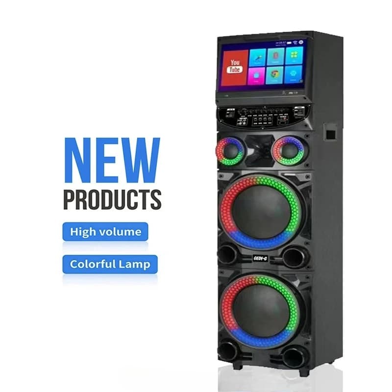 Altoparlante portatile, macchina per karaoke GD-1415, sistema intelligente, doppi altoparlanti da 12 pollici, altoparlanti wireless, touchscreen da 15,4 pollici,