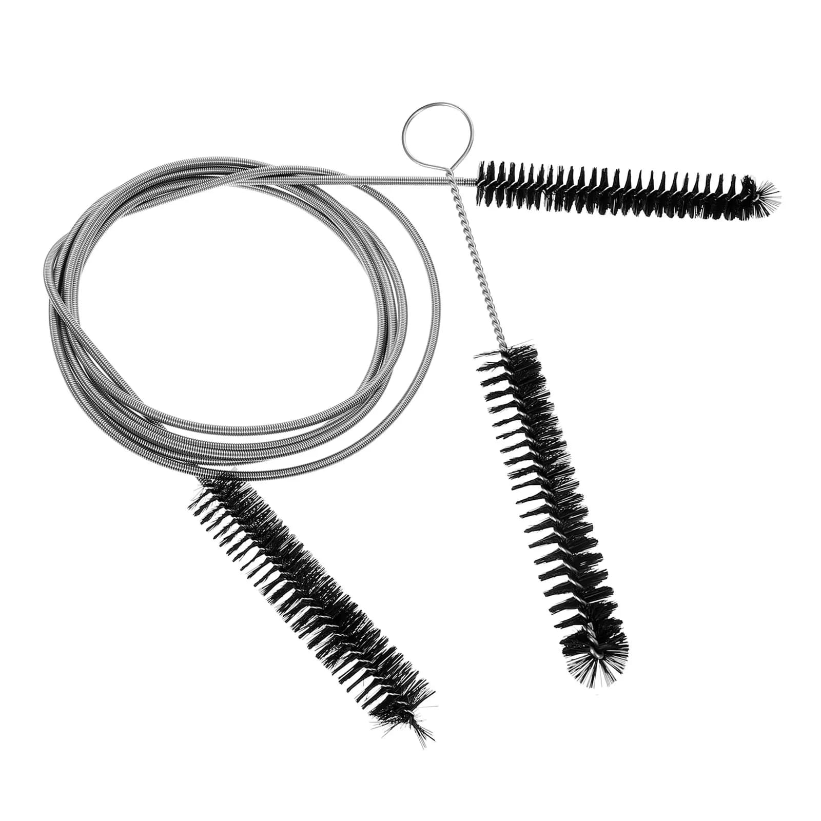 1 Set Of Tube Cleaning Brushes Dual Head Spring Brush For Pipes Stainless Steel Nylon Clog Remover Plumbing Tool Instrument