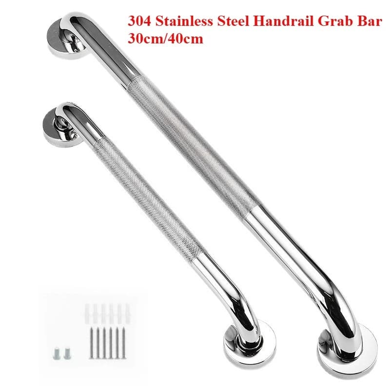 304 Stainless Steel Knurled Bathroom Grab Bar, 30/40cm Non Slip Safety Support Handrail Towel Holder for Bathtub Shower Toilet