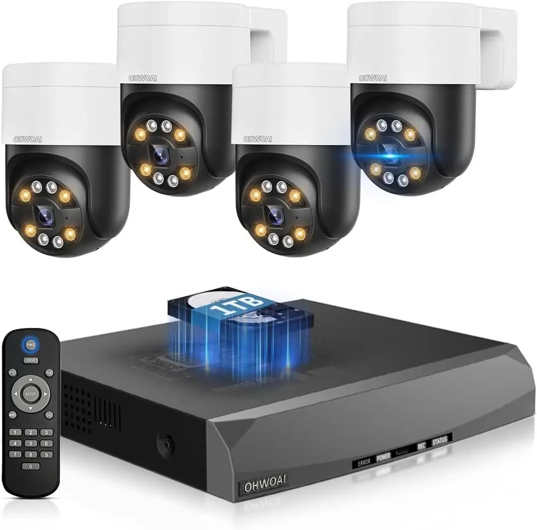4K PoE Outdoor Security Camera System, AI Auto Tracking, 360° PTZ, 2-Way Audio, Plug & Play No Monthly Fee, Ultra HD Video Surveillance with Wired Connection