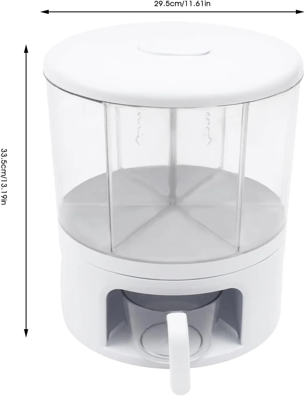 6 Griglie 360 ° Dispenser rotante rotante per la conservazione a secco Dispenser rotondo per cereali per alimenti Contenitore per secchio per la conservazione del riso con serbatoio multigrain