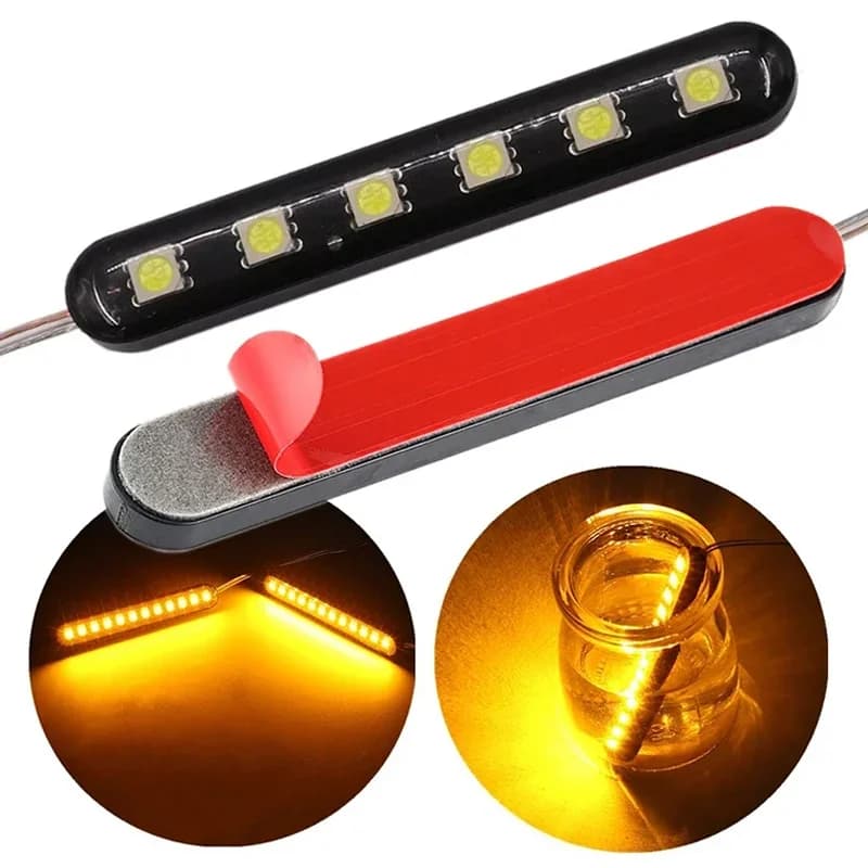 12V 6 LED Strobe Light Strip for Car Motorcycle LED Medium Grid Flash Warning Emergency License Lamp Car Moto Accessories
