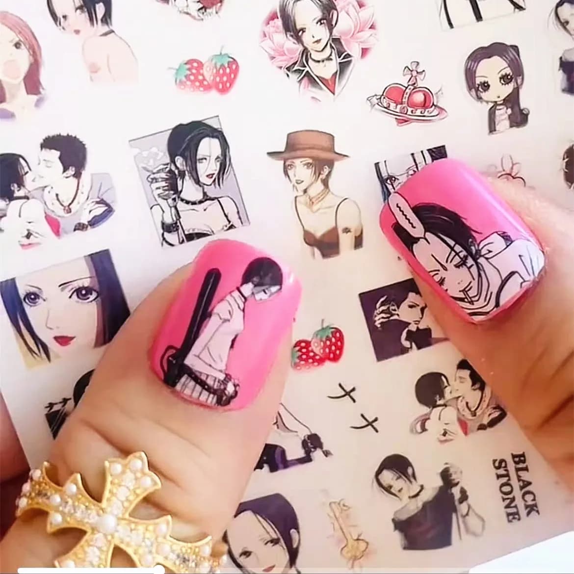 TSC-302 3D Stickers for Slider Nails with Black Stone Effect Nana 707, Rock Band GOjo, ,大i たたしるろ