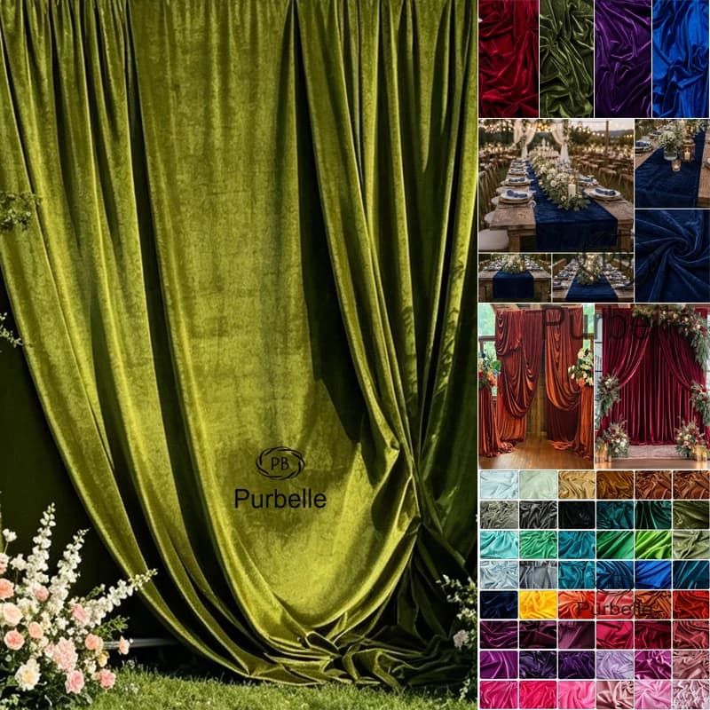 Green Red Velvet Fabric For Christmas Table Landscape formal dress Wedding Party Decoration Drap Fabric Drap Handmade Tea Material