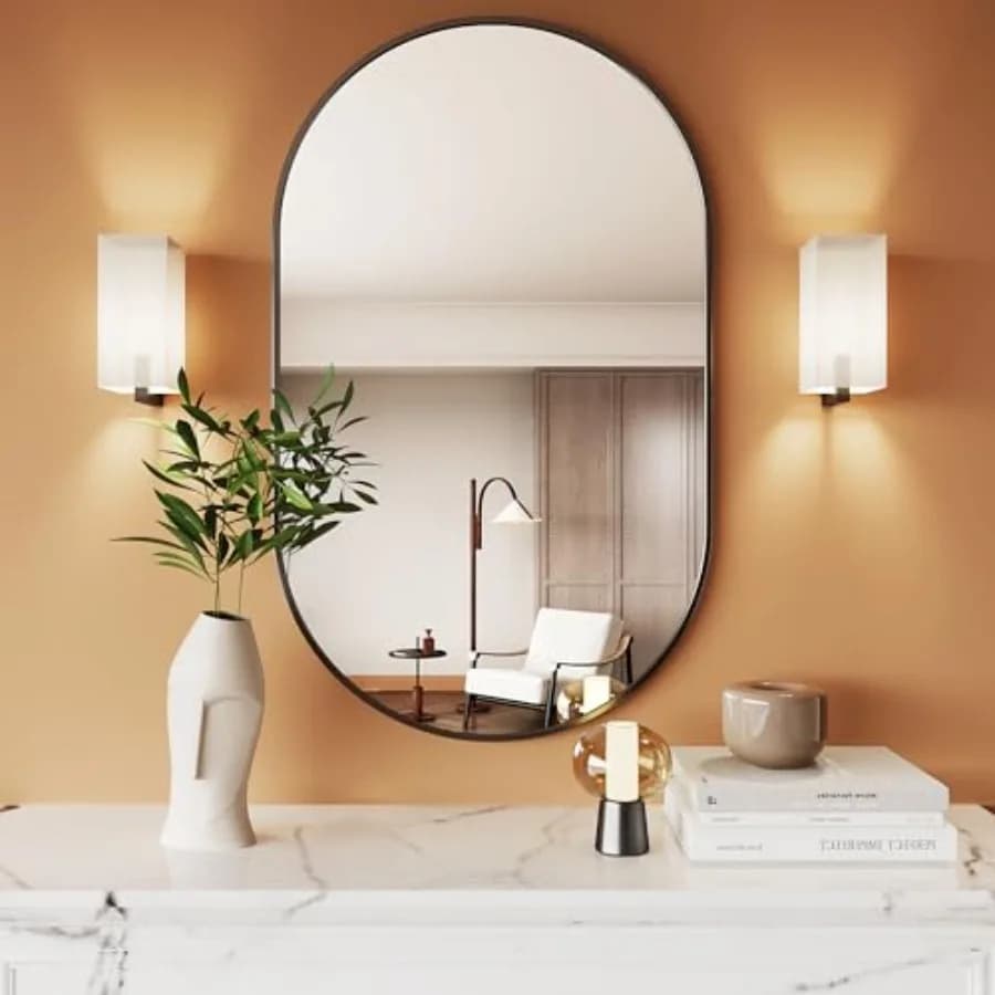 Specchi ovali, specchi ovali da bagno, specchio 20x28, specchi decorativi da parete, specchi da bagno sopra il lavabo