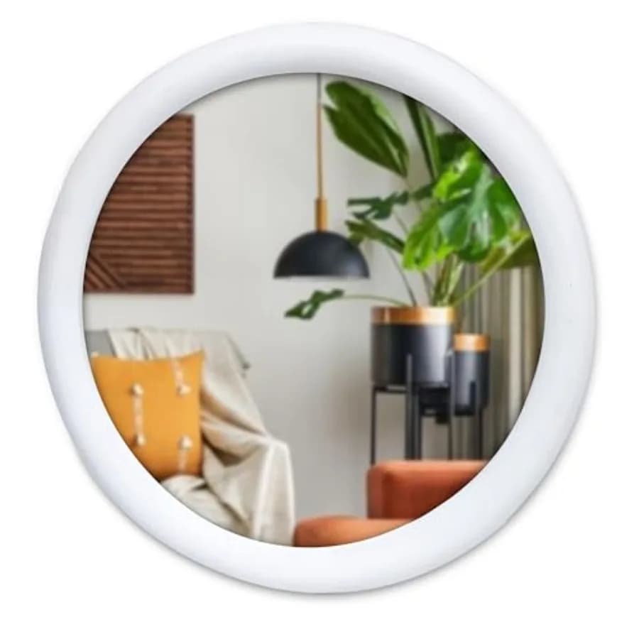Specchio da Parete, Specchio con Cornice in Legno Massello, Specchio Decorativo Stile Rustico per Bagno, Camera da Letto, Soggiorno e Ingresso