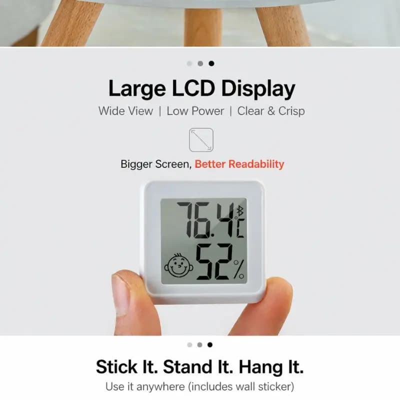 Mini Digital Thermo Hygrometer Bluetooth Connected Temperature Humidity Gauge For Indoor Household Monitoring