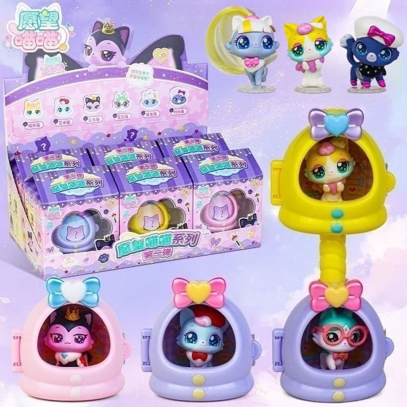 Cute Wish Cat Toy Blind Box Second Round Internet Famous Kitty House Trendy Collectible Figure Plaything For Birthday Gift Toys