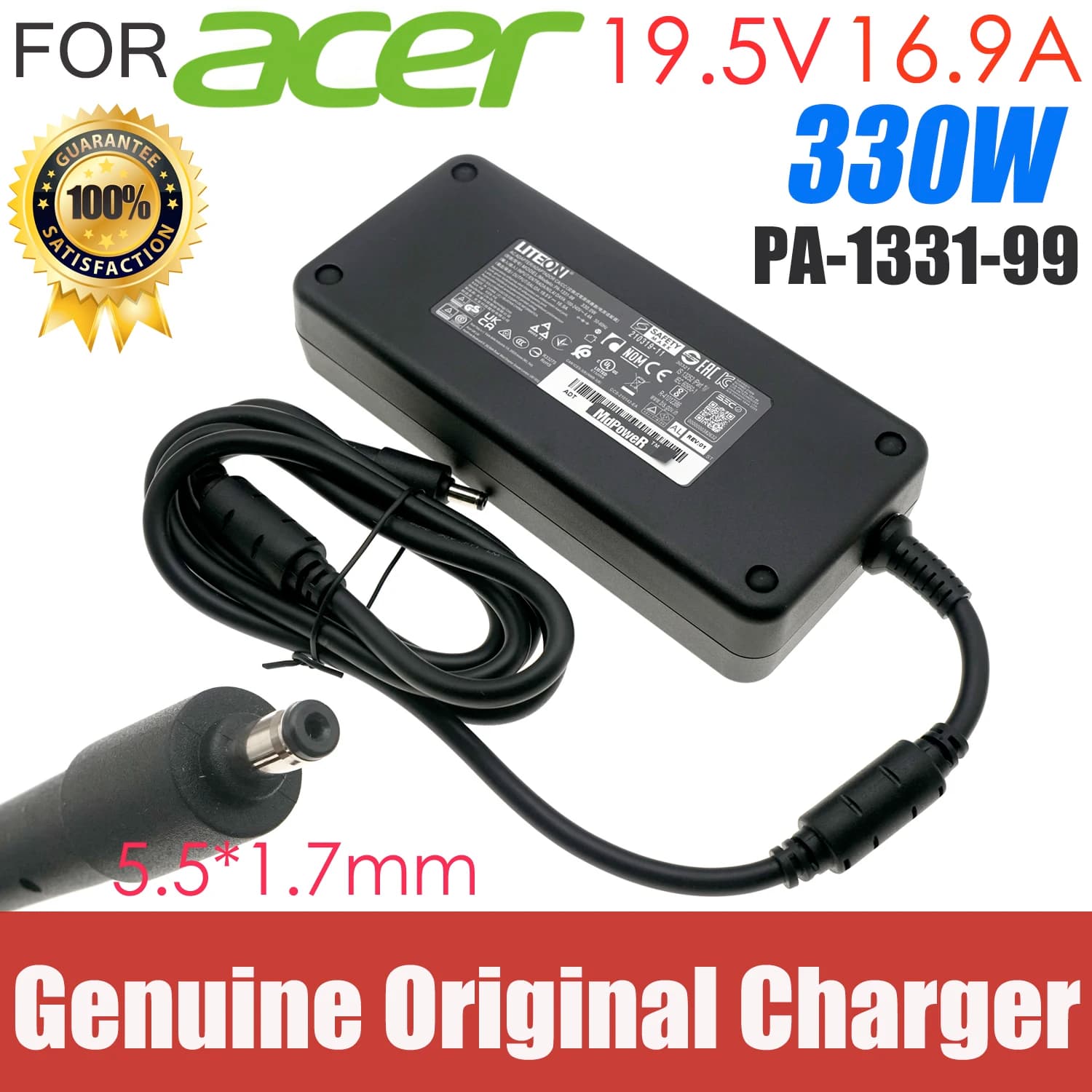 Adattatore CA originale Liteon PA-1331-99 19,5 V 16,9 A 330 W per Acer Predator Helios Neo 16 PHN16-71-50JG Alimentatore per laptop da gioco