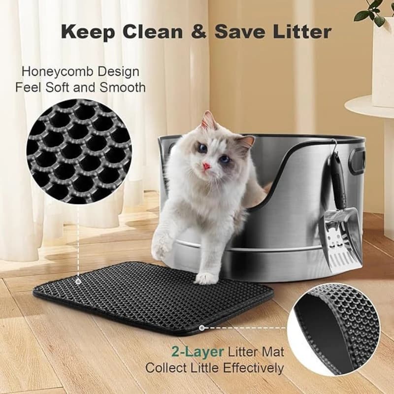 Lettiera per gatti in acciaio inossidabile Toilette per gatti di grandi dimensioni Animali domestici Cuccioli Gattini Lettiere per cani di piccola taglia Gattini Semi-chiuso Sandbox per gatti