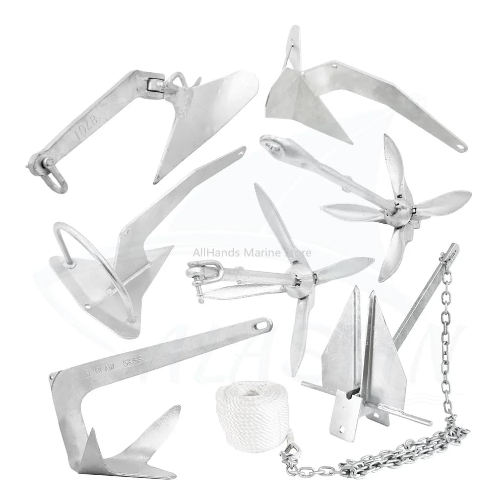Wholesale Boat Anchor Carbon Steel Hot Dip Galvanized Marine Anchor Bruce Danforth Fluke Folding Grapnel Anchor