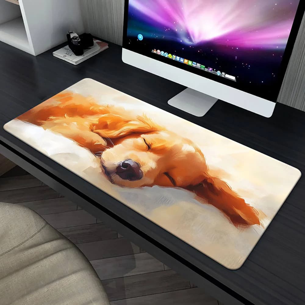 Tappetino per mouse da gaming grande e carino con motivo Golden Retriever, tappetino da scrivania esteso antiscivolo e impermeabile, tappetino per tastiera con superficie liscia per giocatori