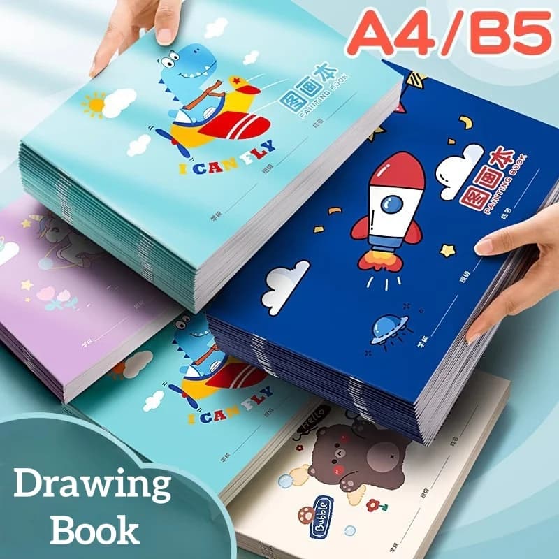 A4 B5 Blank Drawing Book Kids 40 Pages Thick Paper Sketchbook Children's Art Pad Kindergarten Painting Notebook School Supplies