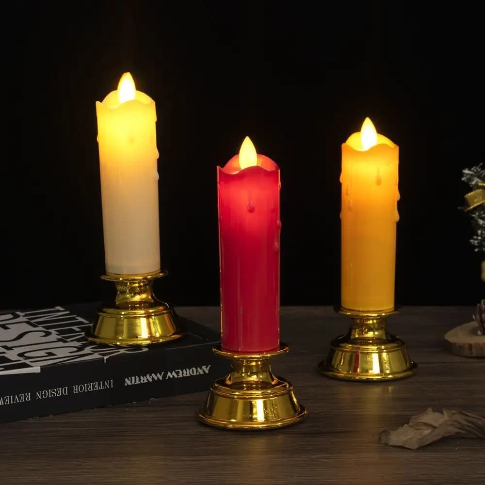 2Pcs Creative Electronic Candle Light Battery Operated Decorative Warm Glowing Candles Portable with Light String